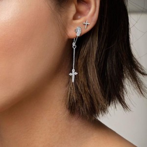 Mono Silver 'Cross' Earring