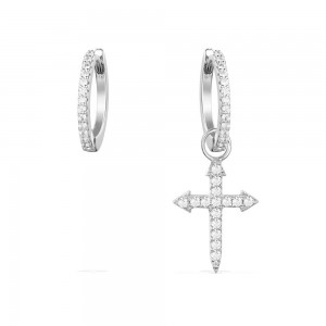 Asymmetric Silver 'cross' Earrings