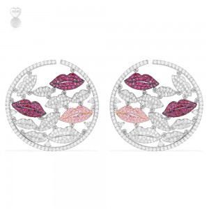 Silver Circular Arc Lips Earrings