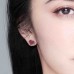 Red Silver Heart Shape Stud Earrings