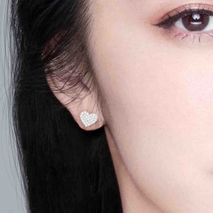 Silver Heart Shape Stud Earrings