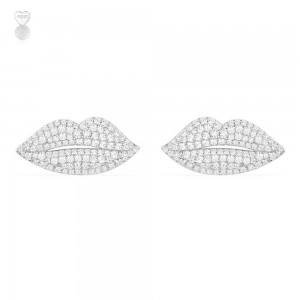 Silver Lips Stud Earrings