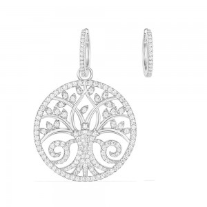 Asymmetric Silver Mandala Tree Of Life Earrings