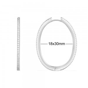 Promesse Silver Hoop Earrings（size：18 X 30 Mm）