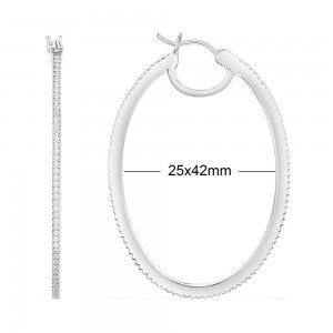 Promesse Silver Hoop Earrings（size：25 X 42 Mm）