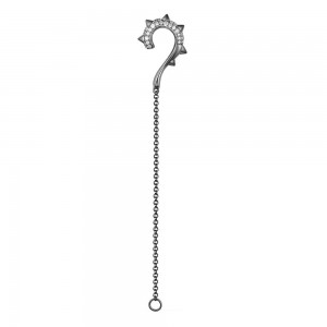 Mono Dark Gray Silver 'hérisson' Ear Jacket With Chain
