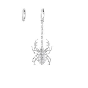 Asymmetric Silver Scarab Earrings