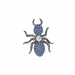 Mono Dark Grey Silver Blue 'ants' Stud Earring