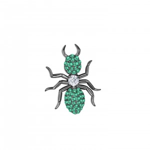 Mono Dark Grey Silver Green 'ants' Stud Earring