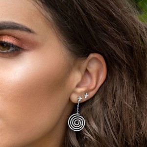 Asymmetric Silver Mandala Earrings