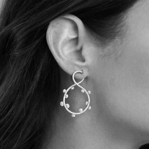 Silver Saturne Earrings With Pearls