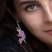Asymmetric Silver Cupid Red Earrings