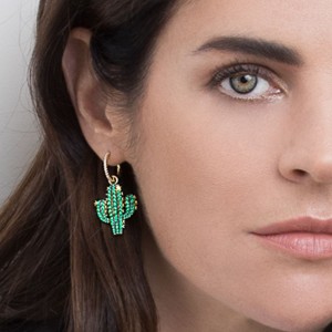 Asymmetric Yellow Silver Arc-en-ciel Cactus Earrings