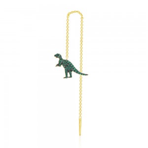 Mono Yellow Silver Green Rexy Earring With Dropping Chains