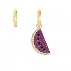 Asymmetric Yellow Silver Arc-en-ciel  Watermelon Earrings