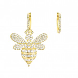 Asymmetric Yellow Silver Bumble Bee Earrings