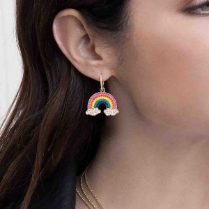 Yellow Silver Arc-en-ciel Earrings