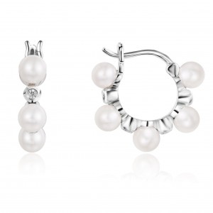 Silver Mini Valentine Earrings With Pearls