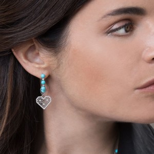 Asymmetric Silver Endless Love Turquoise Hoop Earrings