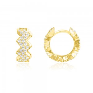 Yellow Silver Up And Down Hoop Earrings