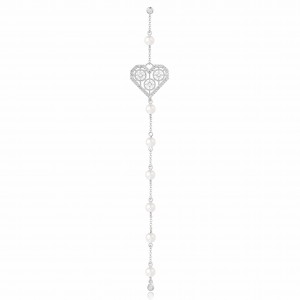 Mono Silver Endless Love Long Earring With Pearl