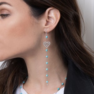 Mono Silver Endless Love Long Earring With Turquoise
