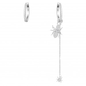 Asymmetric Silver 'ants' Long Earrings