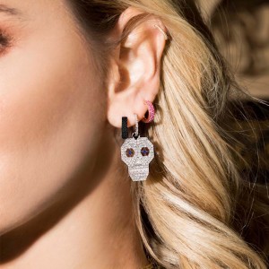 Asymmetric Silver Pop Skeletal Earrings