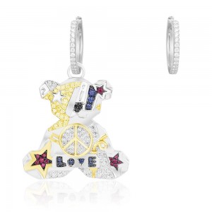 Asymmetric Silver Pop Teddy Earrings