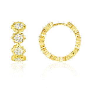 Yellow Silver Soleil Star Hoop Earrings