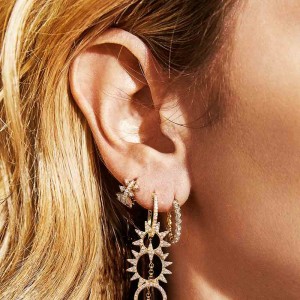 Yellow Silver La Belle Époque Spikes Mini Hoop Earrings