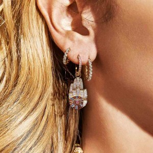 Asymmetric Yellow Silver La Belle Époque Lucky Hand Earrings