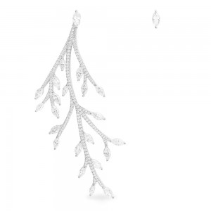 Asymmetric Silver Festival Statement Leaf Earrings