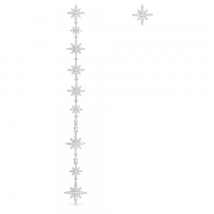Asymmetric Silver Meteorites Long Earrings