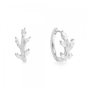 Silver Festival Small Leaf Hoop Earrings
