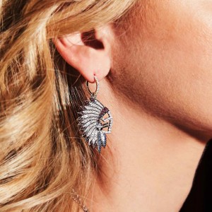 Asymmetric Silver Meteorites Feather Earrings