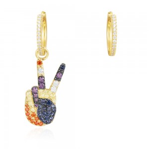 Asymmetric Yellow Silver Pop-v Multicolorearrings