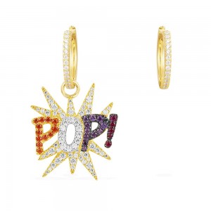 Asymmetric Yellow Silver Pop Multicolor Earrings
