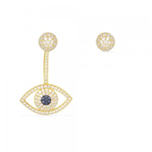 Asymmetric Yellow Silver Lucky Eye Earring