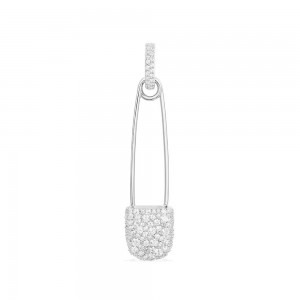Silver Mono Safety Pin Earring