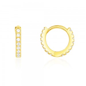 Yellow Silver Mini Hoop Earrings