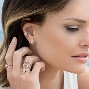 Meteorites Rose Stud Earrings With Pearls