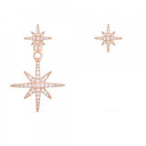 Pink Silver Meteorites Asymmetric Underlobe Earrings
