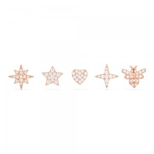 Pink Silver Stud Earrings Set