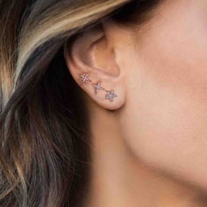 Pink Silver Stud Earrings Set