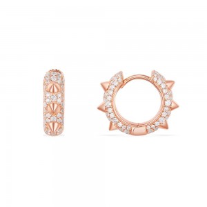 Pink Silver 'hérisson' Mini Hoop Earrings