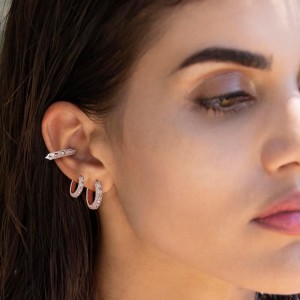 Pink Silver 'hérisson' Mini Hoop Earrings
