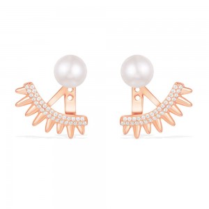 Pink Silver 'spike' Earrings With Pearl