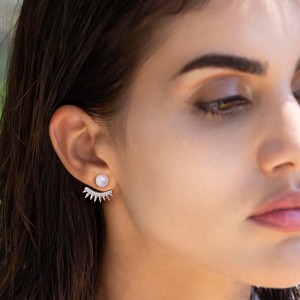 Pink Silver 'spike' Earrings With Pearl