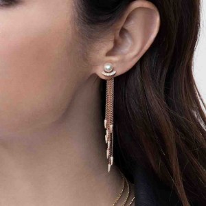 Mono Pink Silver 'spike' Earring With Pearl